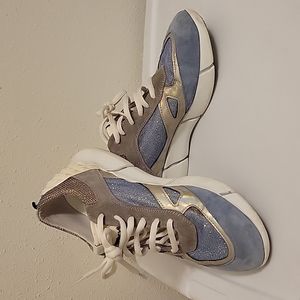 Trendy metallic powder blue sneakers! Bought them from Anthropologie originally